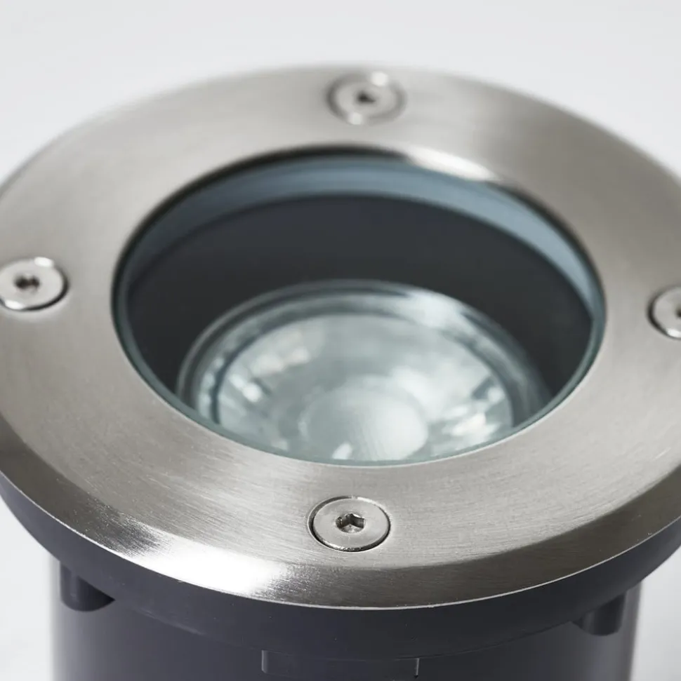 Grondspot inbouwlamp Itch, Ø 11 cm, roestvrij staal, metaal