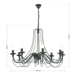 Grote 8-lichts kroonluchter CLARA in landhuisstijl