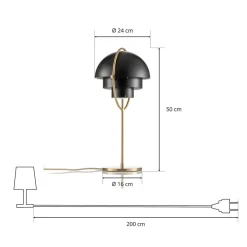 Gubi Lite tafellamp, hoogte 50 cm, messing/zwart