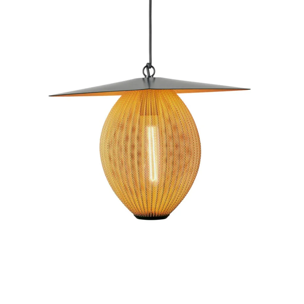 Gubi Satellite buiten hanglamp, 57x36 cm, zwart/mosterdgoud