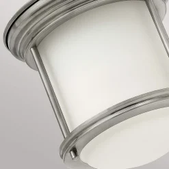 Hadrian Mini buiten plafondlamp, antiek nikkel/opaal wit