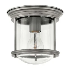Hadrian Mini buiten plafondlamp, antiek nikkel/helder