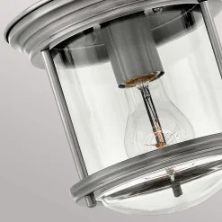 Hadrian Mini buiten plafondlamp, antiek nikkel/helder