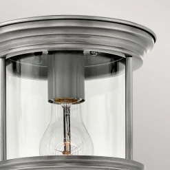 Hadrian Mini buiten plafondlamp, antiek nikkel/helder