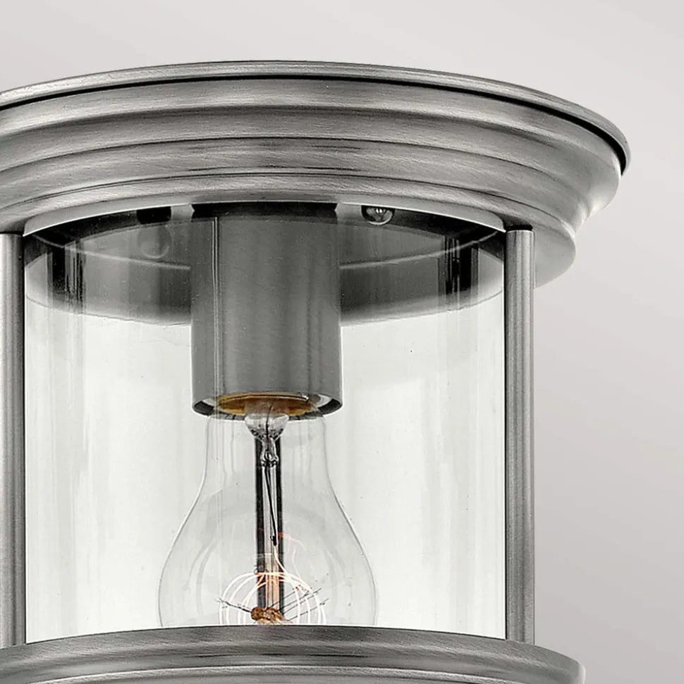 Hadrian Mini buiten plafondlamp, antiek nikkel/helder