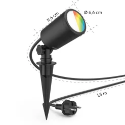 Hama WLAN tuinspot, grondspies, IP65, RGBW, dimbaar