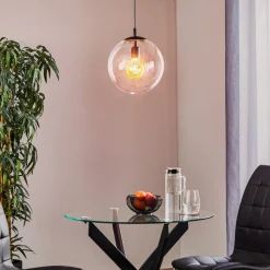 Hanglamp 562, glas helder, kap/baldakijn zwart