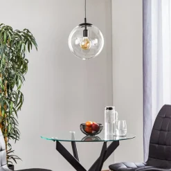 Hanglamp 562, glas helder, kap/baldakijn zwart