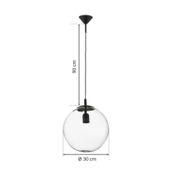 Hanglamp 562, glas helder, kap/baldakijn zwart