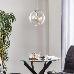 Hanglamp 562, glas helder, kap/baldakijn chroom