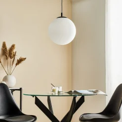 Hanglamp 562, mat glas, kap/baldakijn zwart