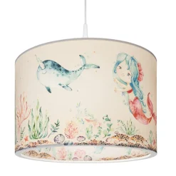 Hanglamp 25/40 zeemeerminnen, Ø 38 cm, kleurrijk, E27