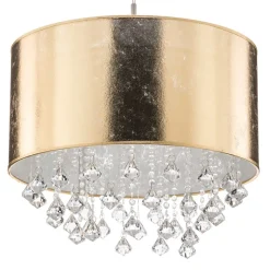 Hanglamp Amy met kunststof kristallen, goud