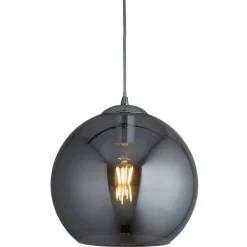 Hanglamp Balls, glasbol gerookt, Ø 30cm
