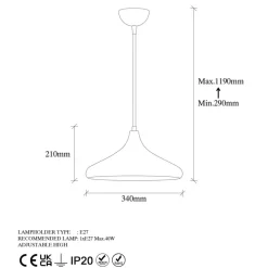 Hanglamp Barek 11545, brons brüné, metaal, Ø 34 cm
