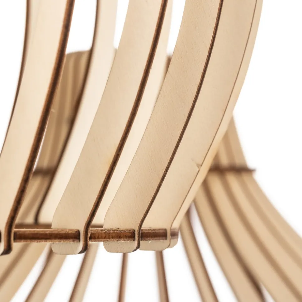 Hanglamp Barrel met houten kappen, 3-lamps, rond