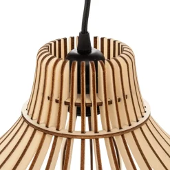 Hanglamp Barrel met houten kappen, 3-lamps, rond