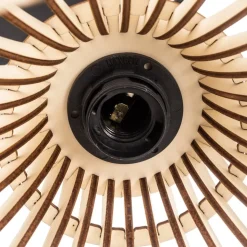 Hanglamp Barrel met houten kappen, 3-lamps, rond