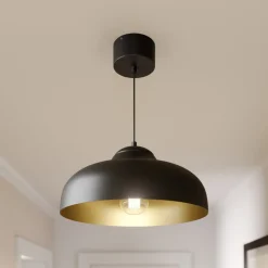 Hanglamp Basca, buiten zwart, binnen goud 1-lamp.