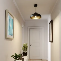 Hanglamp Basca, buiten zwart, binnen goud 1-lamp.