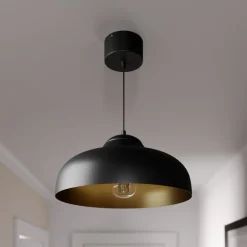 Hanglamp Basca, buiten zwart, binnen goud 1-lamp.