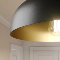 Hanglamp Basca, buiten zwart, binnen goud 1-lamp.