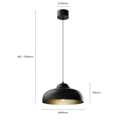 Hanglamp Basca, buiten zwart, binnen goud 1-lamp.