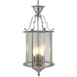 Hanglamp Bevelled Lantern, glas, chroom