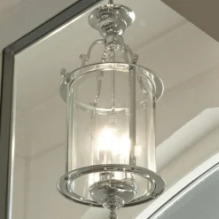 Hanglamp Bevelled Lantern, glas, chroom