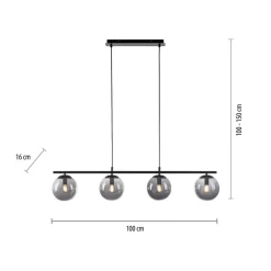 Hanglamp Big Widow, glazen bollen, 4-lamps