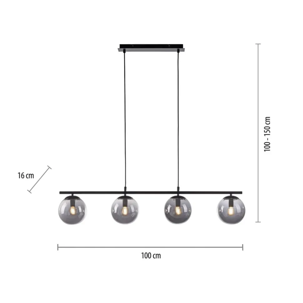 Hanglamp Big Widow, glazen bollen, 4-lamps