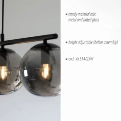 Hanglamp Big Widow, glazen bollen, 4-lamps