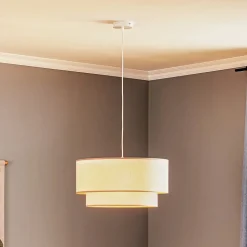 Hanglamp Boho, dubbele kap, beige