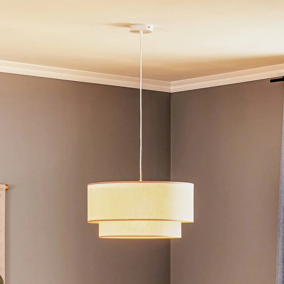 Hanglamp Boho, dubbele kap, beige