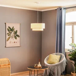 Hanglamp Boho, dubbele kap, beige