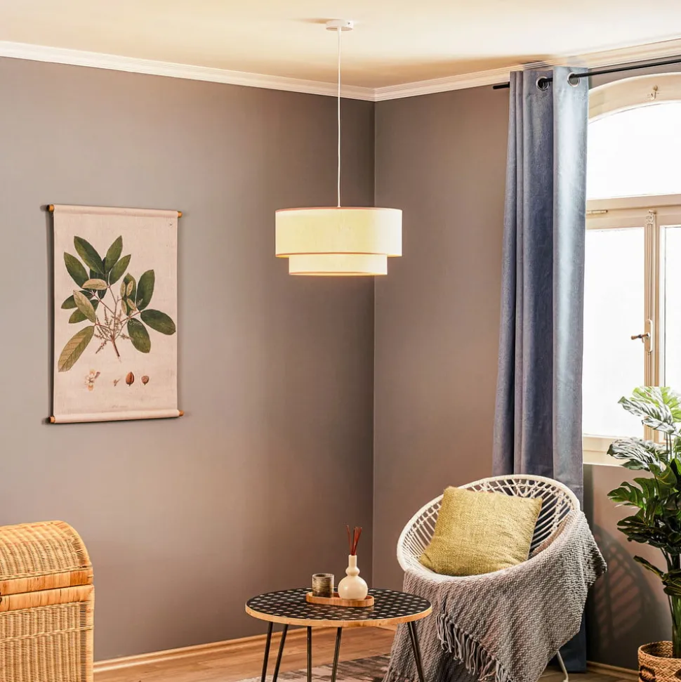 Hanglamp Boho, dubbele kap, beige