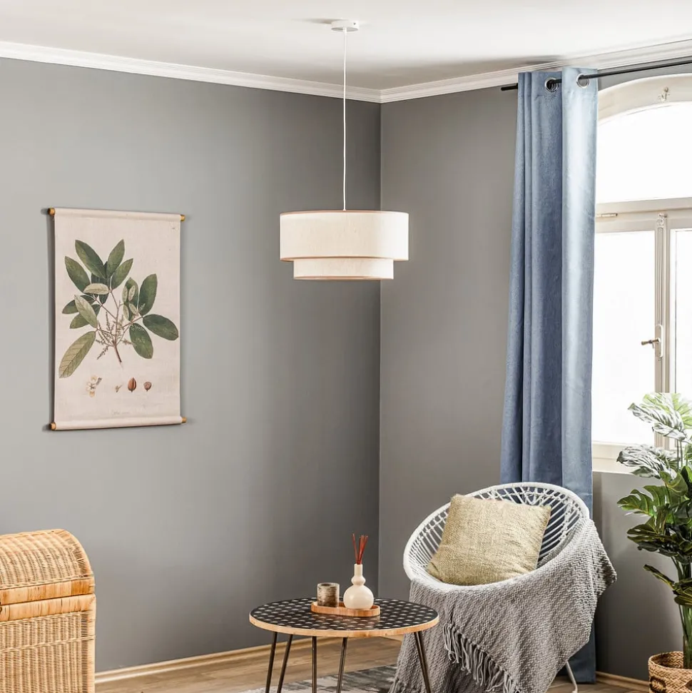 Hanglamp Boho, dubbele kap, beige