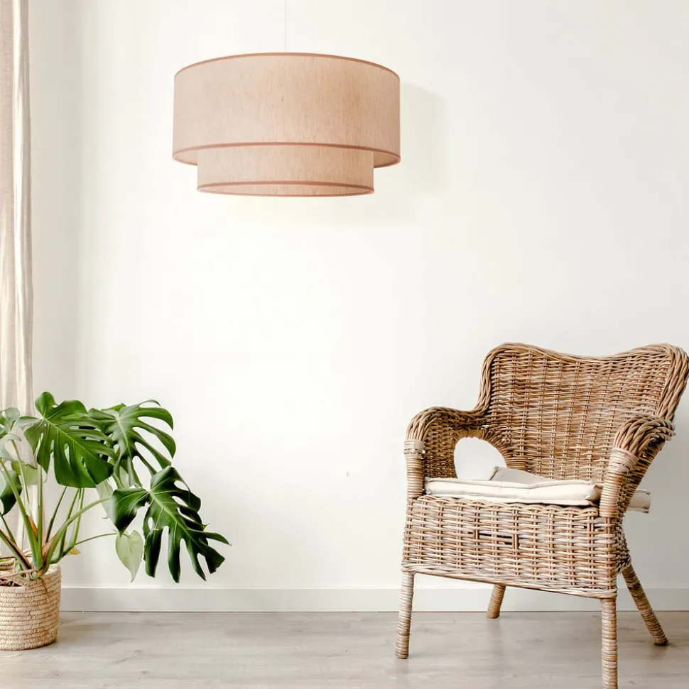 Hanglamp Boho, dubbele kap, beige