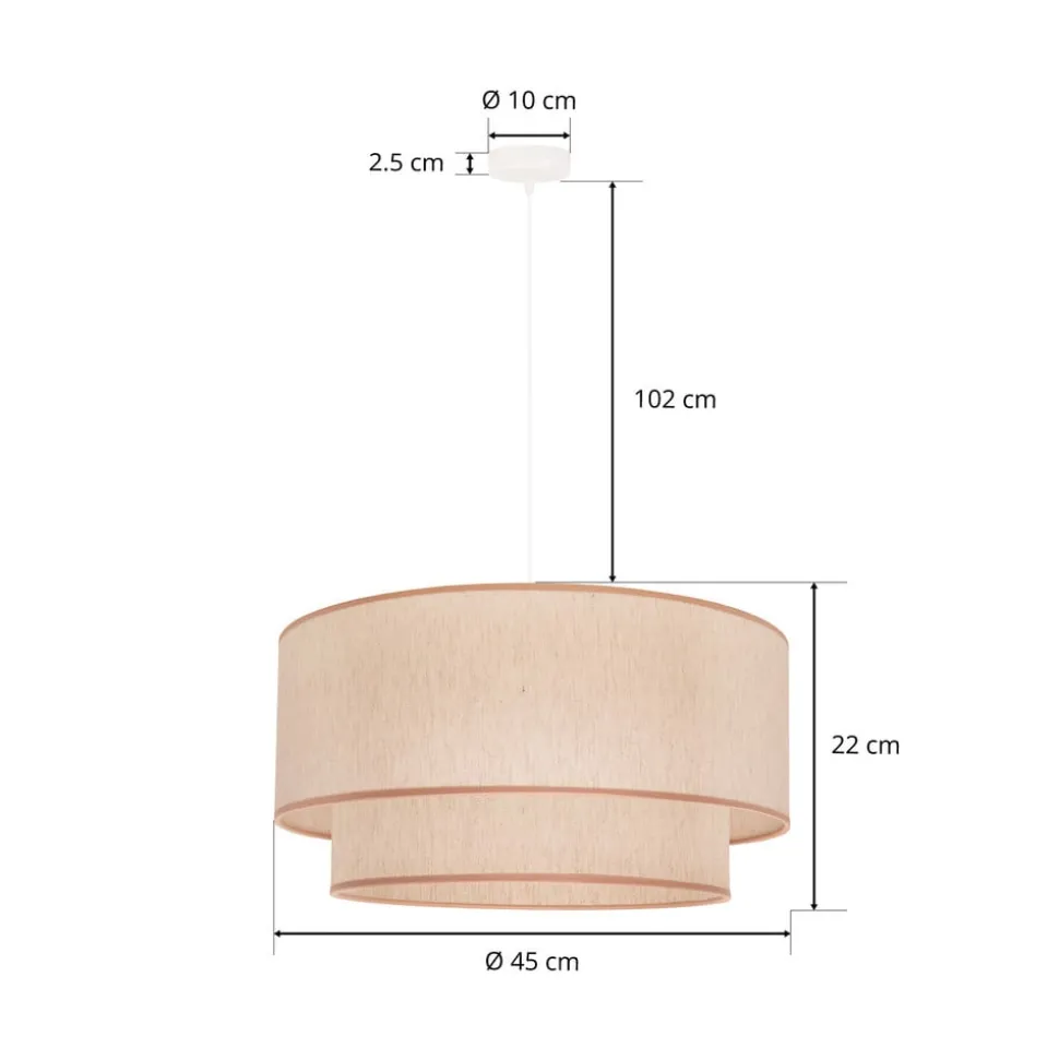 Hanglamp Boho, dubbele kap, beige