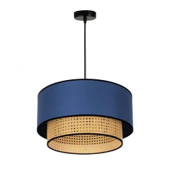 Hanglamp Boho, rotan, textiel, beige/jeans