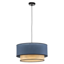 Hanglamp Boho, rotan, textiel, beige/jeans