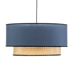 Hanglamp Boho, rotan, textiel, beige/jeans