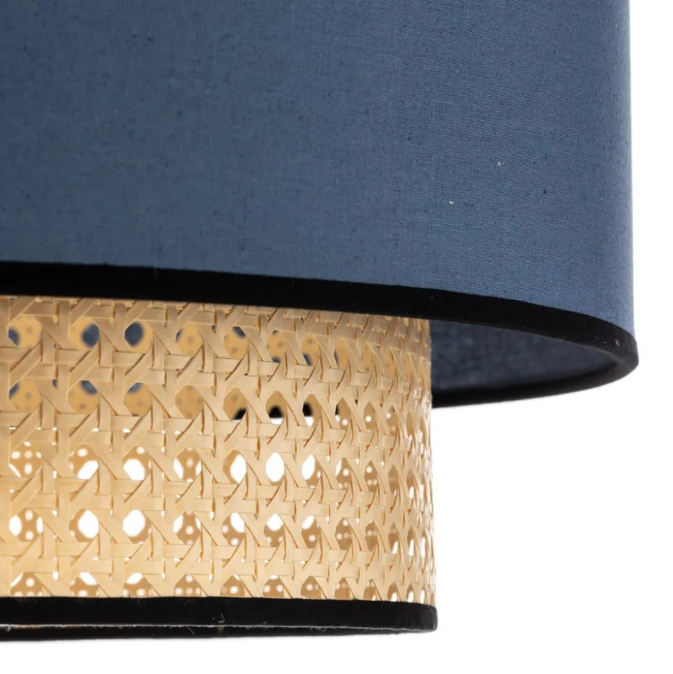 Hanglamp Boho, rotan, textiel, beige/jeans