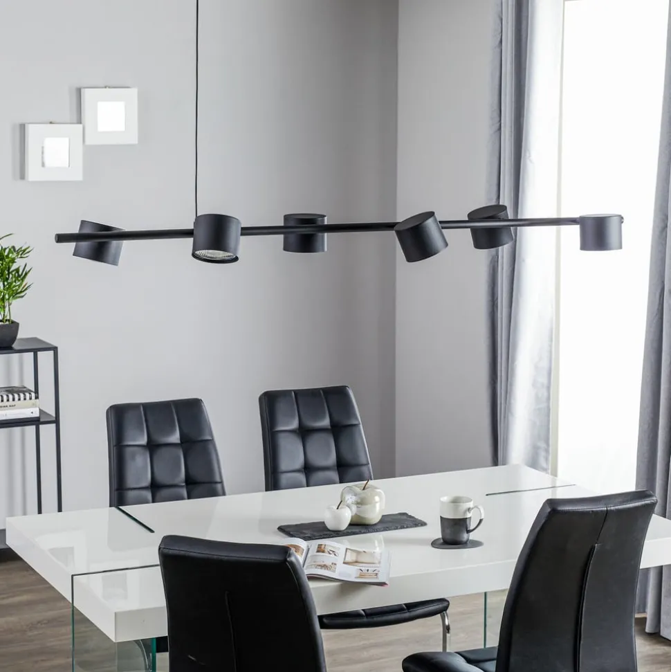 Hanglamp Bot, zwart, 6-lamps