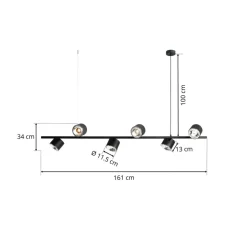 Hanglamp Bot, zwart, 6-lamps