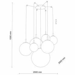 Hanglamp Cadix van glas, 7-lamps