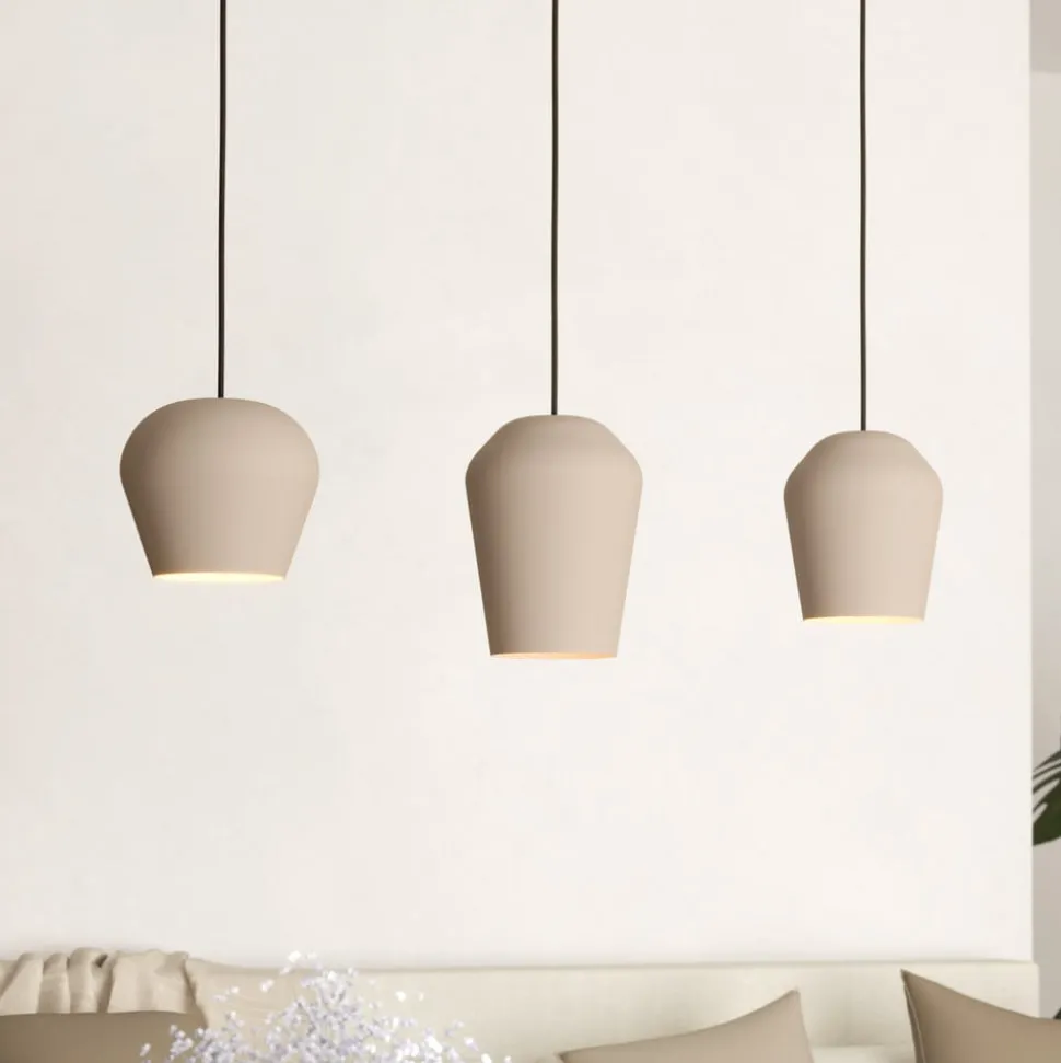 Hanglamp Cambaito, 3-lamps, zandkleurig