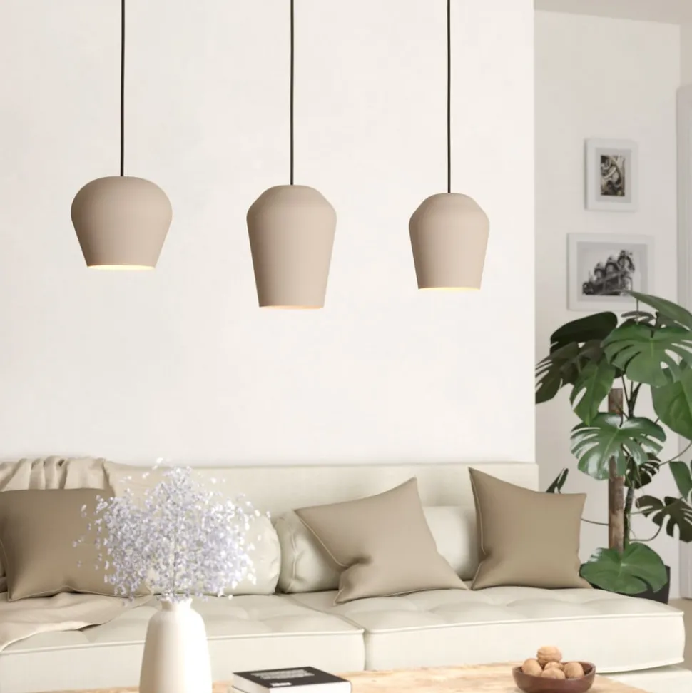 Hanglamp Cambaito, 3-lamps, zandkleurig
