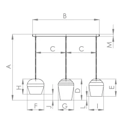 Hanglamp Cambaito, 3-lamps, zandkleurig
