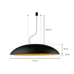 Hanglamp Canoe V, zwart/goud